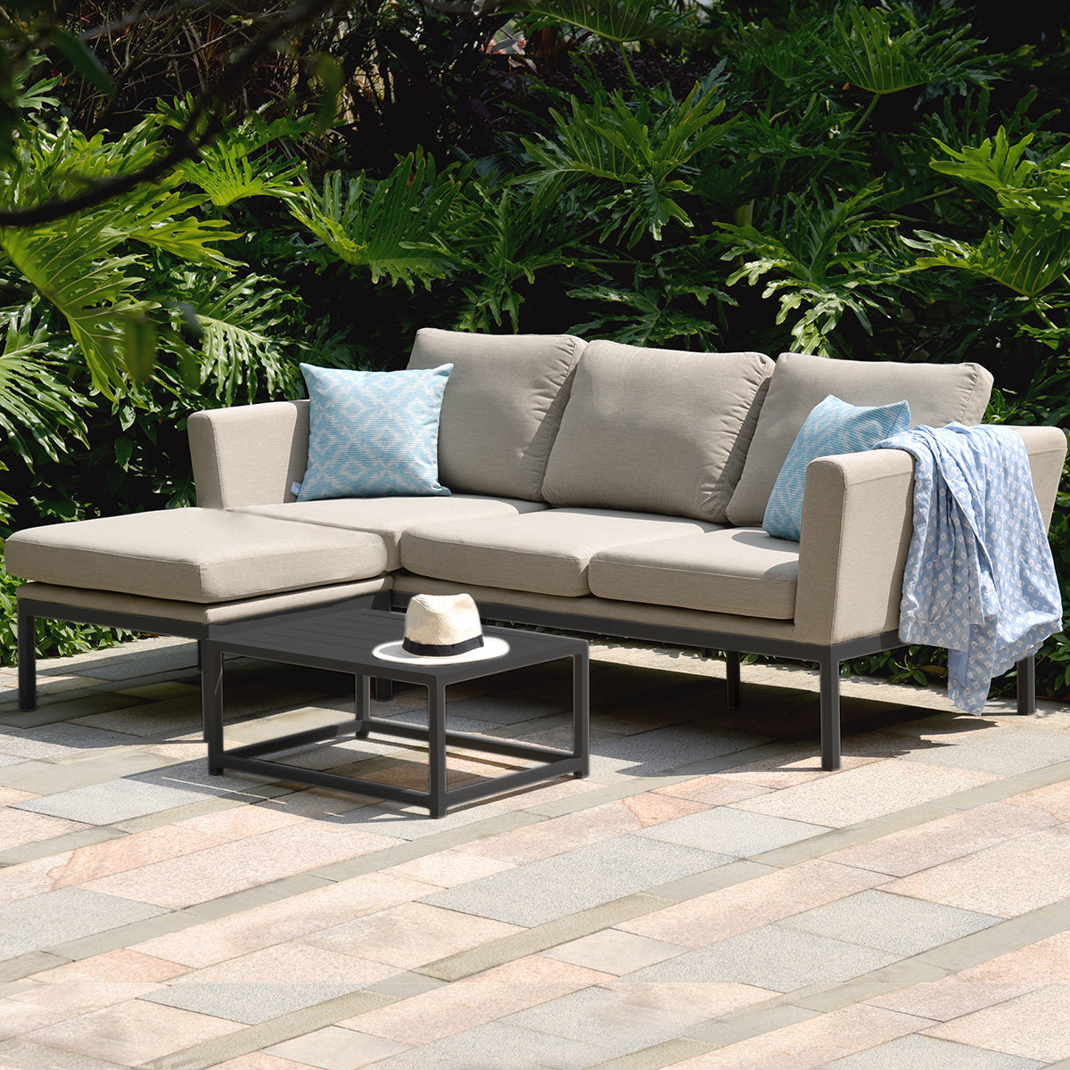 Maze - Outdoor Fabric Pulse Chaise Sofa Set - Oatmeal