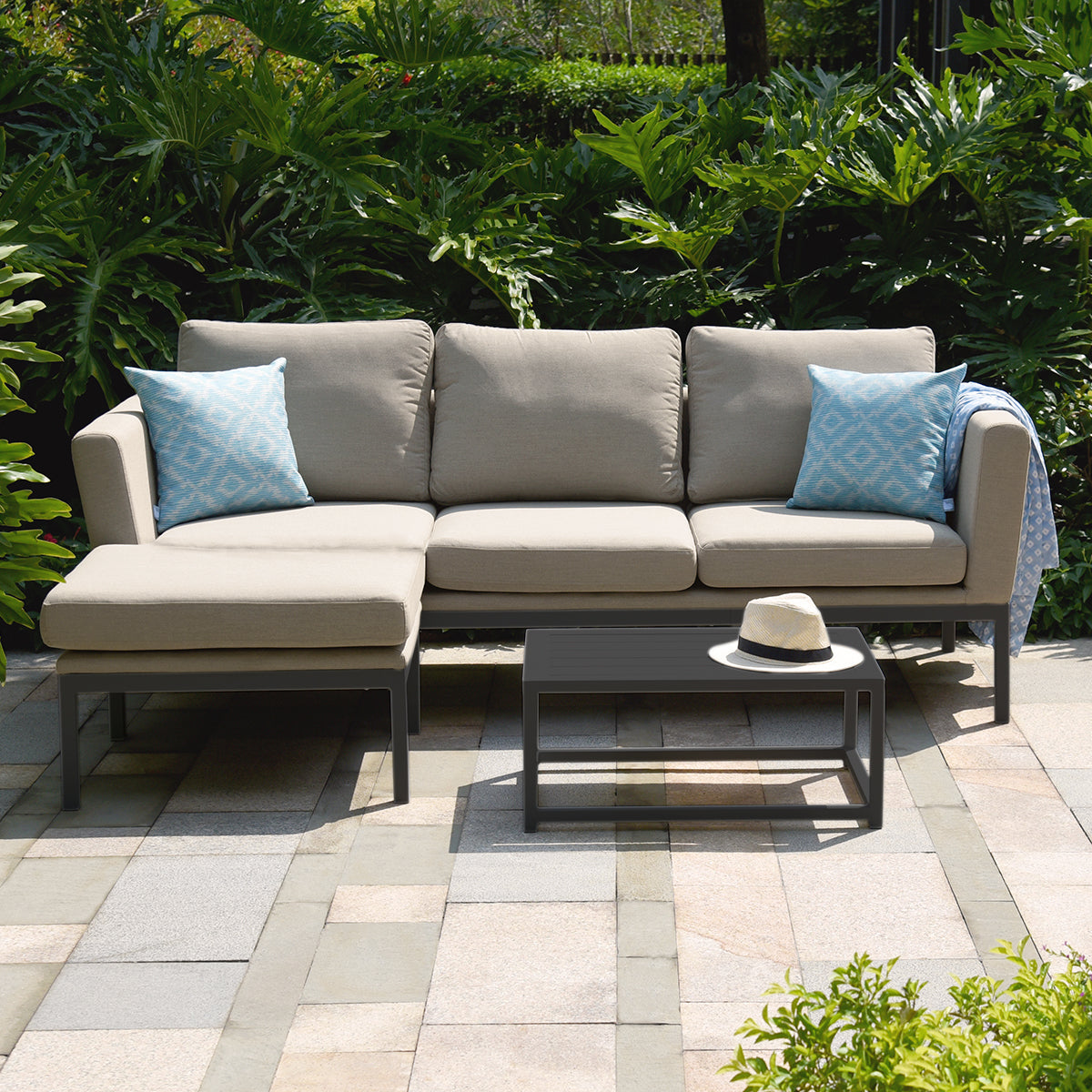 Maze - Outdoor Fabric Pulse Chaise Sofa Set - Oatmeal