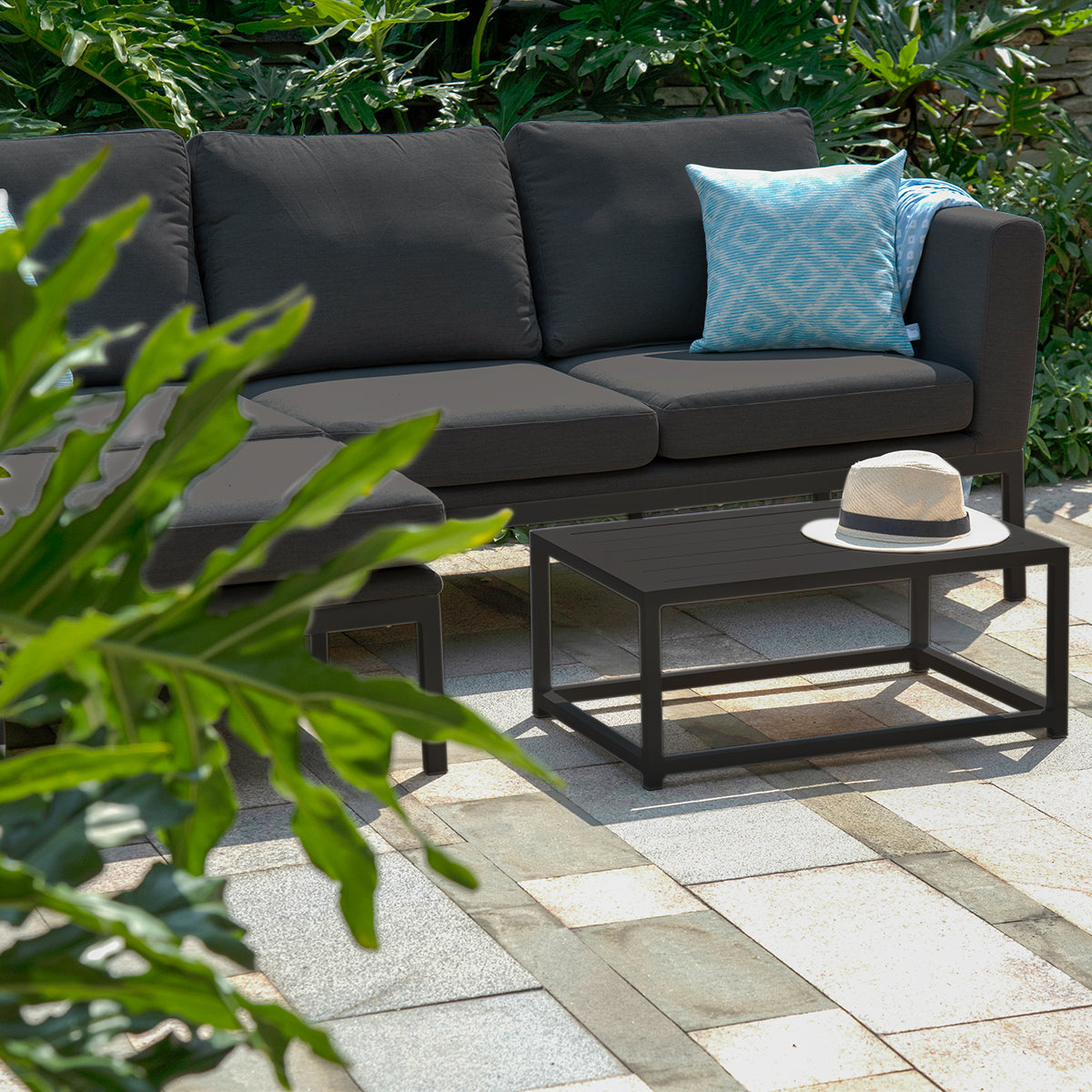 Maze - Outdoor Fabric Pulse Chaise Sofa Set - Charcoal