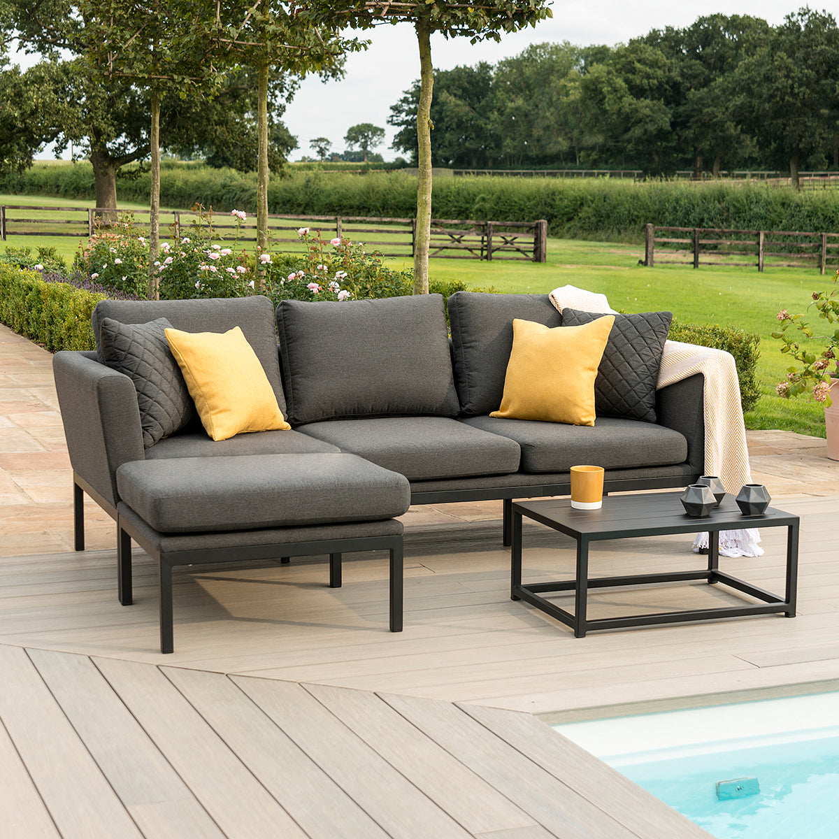 Maze - Outdoor Fabric Pulse Chaise Sofa Set - Charcoal