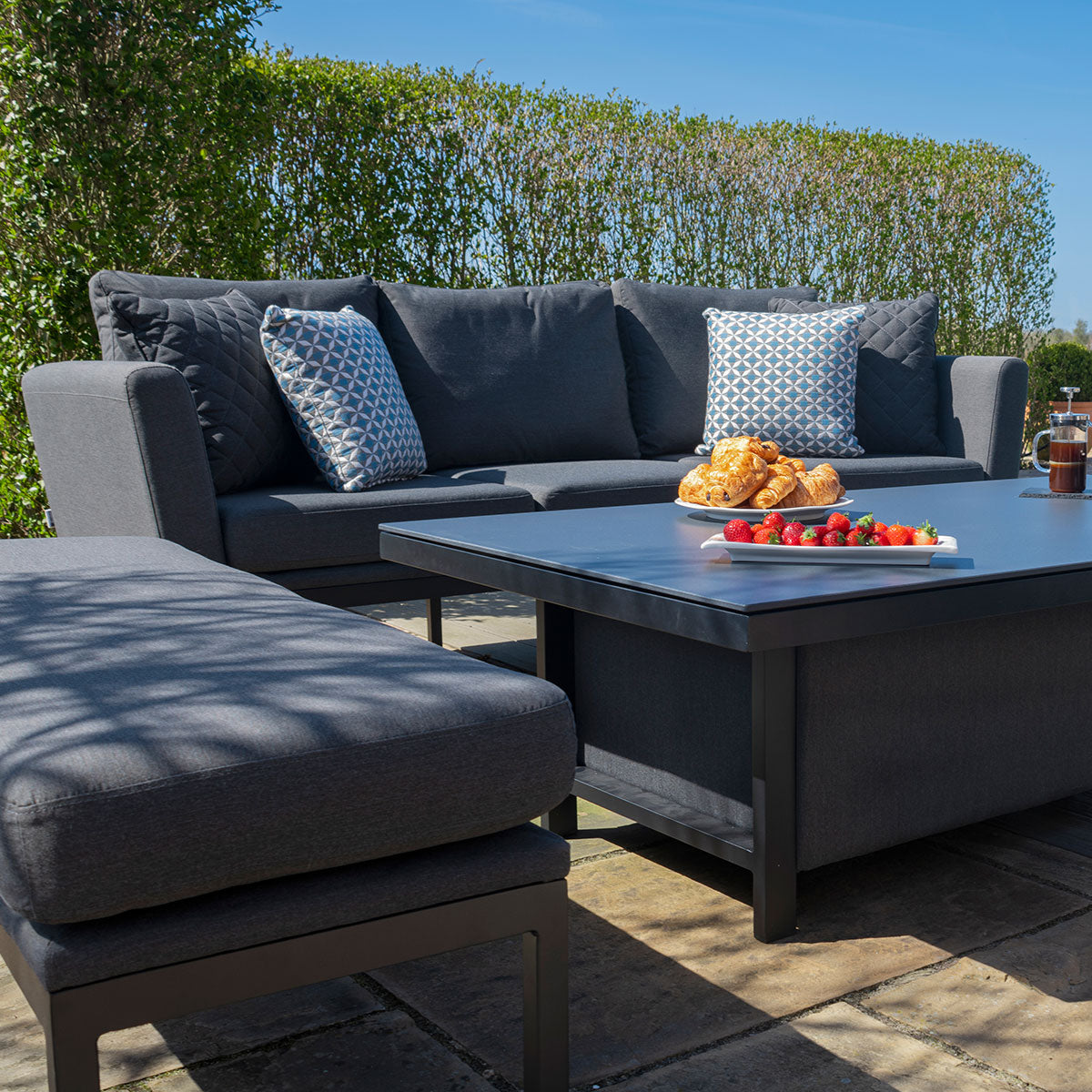 Maze - Outdoor Fabric Pulse 3 Seat Sofa Set with Rising Table - Flanelle