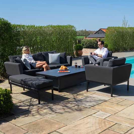 Maze - Outdoor Fabric Pulse 3 Seat Sofa Set with Rising Table - Charcoal