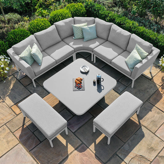 Maze - Outdoor Fabric Pulse Deluxe Square Corner Dining Set with Rising Table - Lead Chine