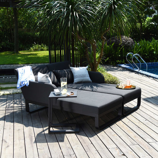 Maze - Outdoor Fabric Unity Double Sun lounger - Charcoal