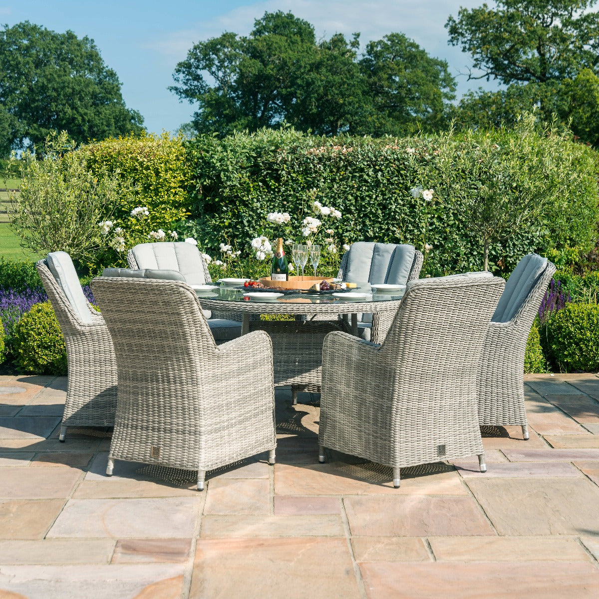 Maze - Oxford - Venice 6 Seat Round Rattan Dining Set with Ice Bucket & Lazy Susan