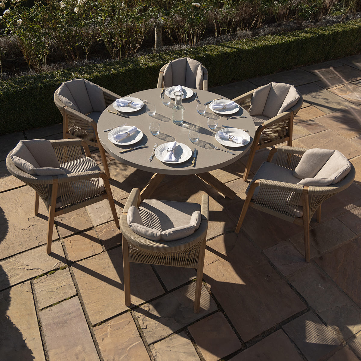 Maze - Martinique Rope Weave 6 Seat Round Dining Set