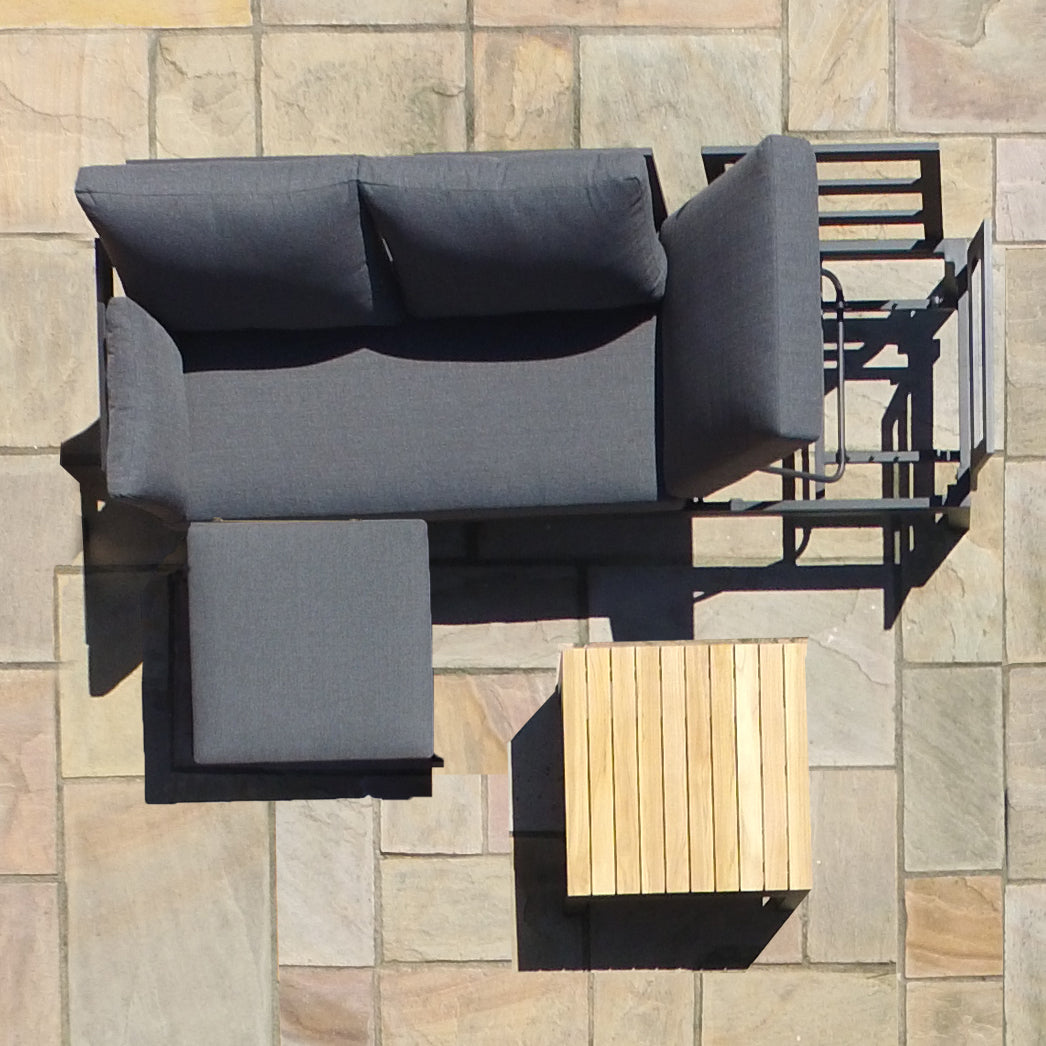 Maze - Oslo Chaise Aluminium Sofa Set with Teak Coffee Table - Charcoal