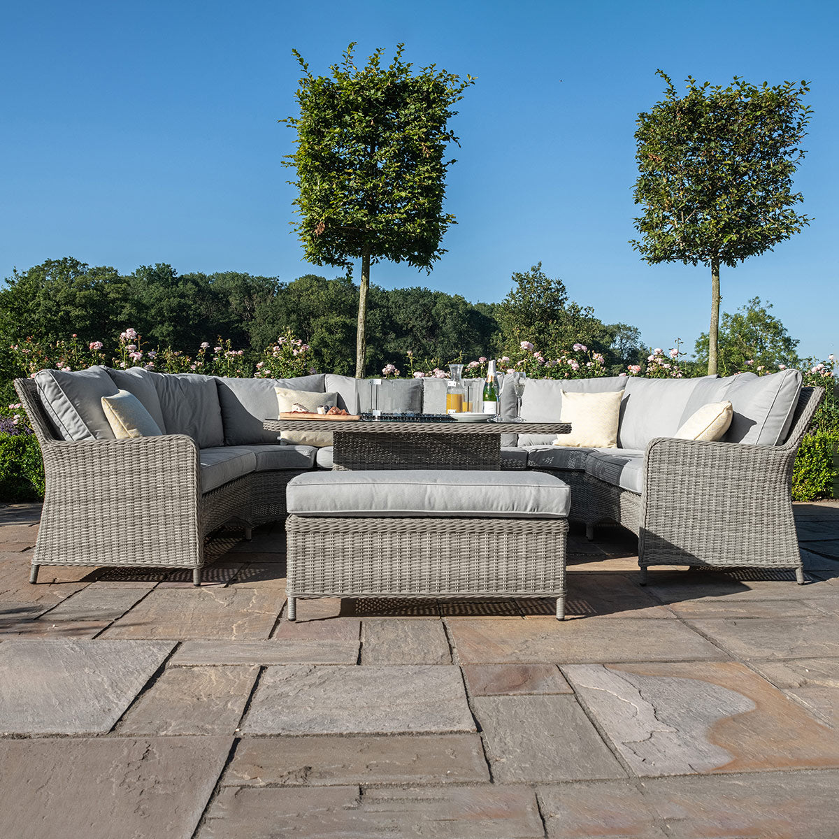 Maze - Oxford Royal U Shaped Rattan Sofa Set with Fire Pit Table