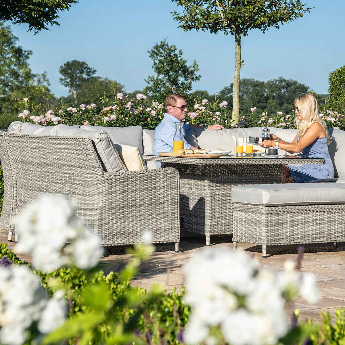 Maze - Oxford Royal U Shaped Rattan Sofa Set with Rising Table