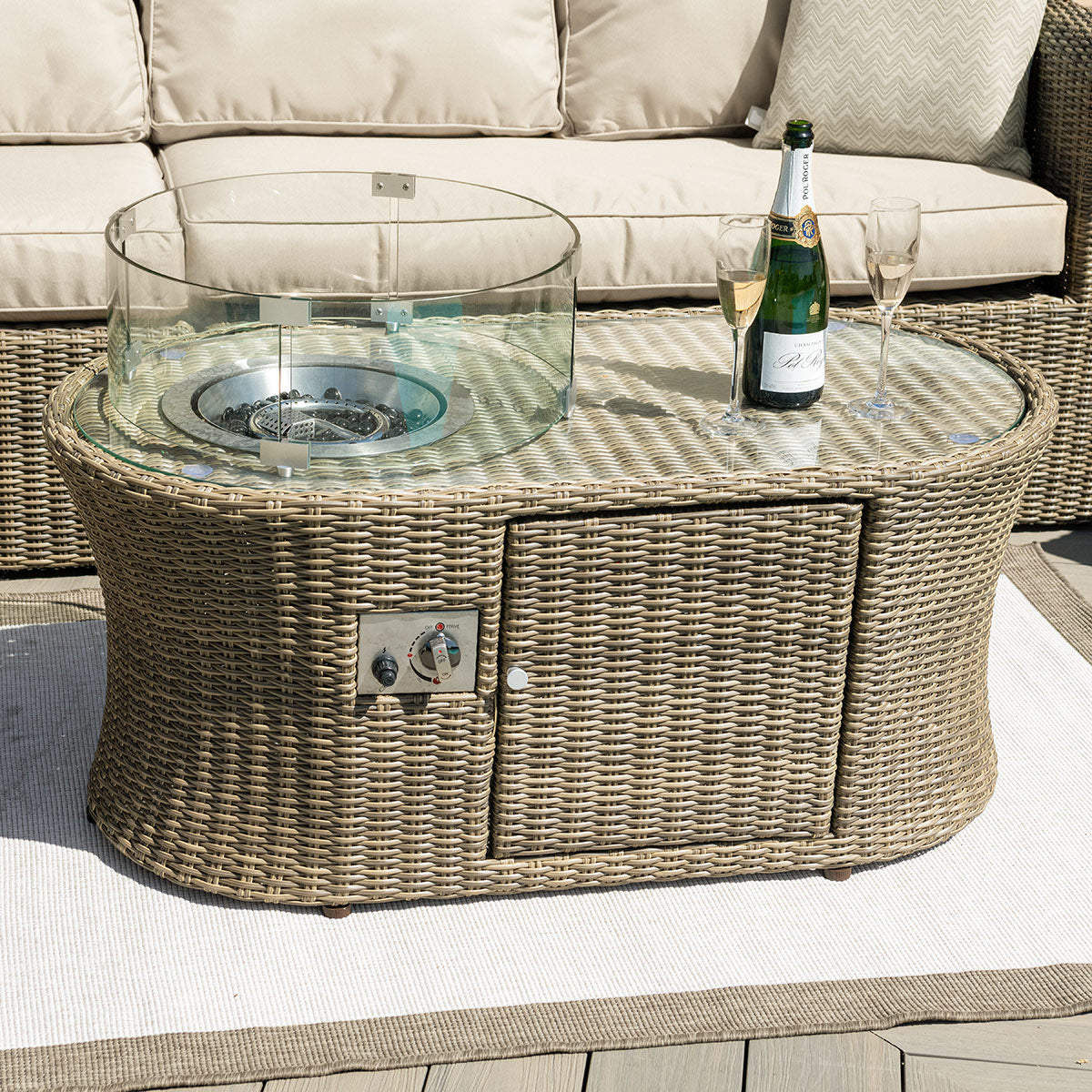 Maze - Winchester 2 Seat Rattan Sofa Set with Fire Pit Coffee Table