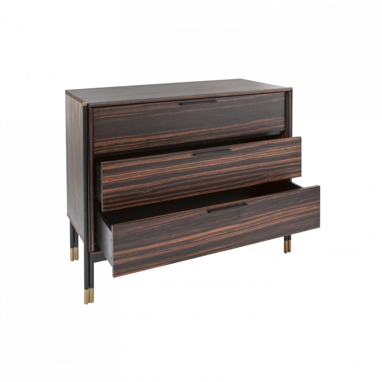 Bali 3 Drawer Chest-Ebony / Grey