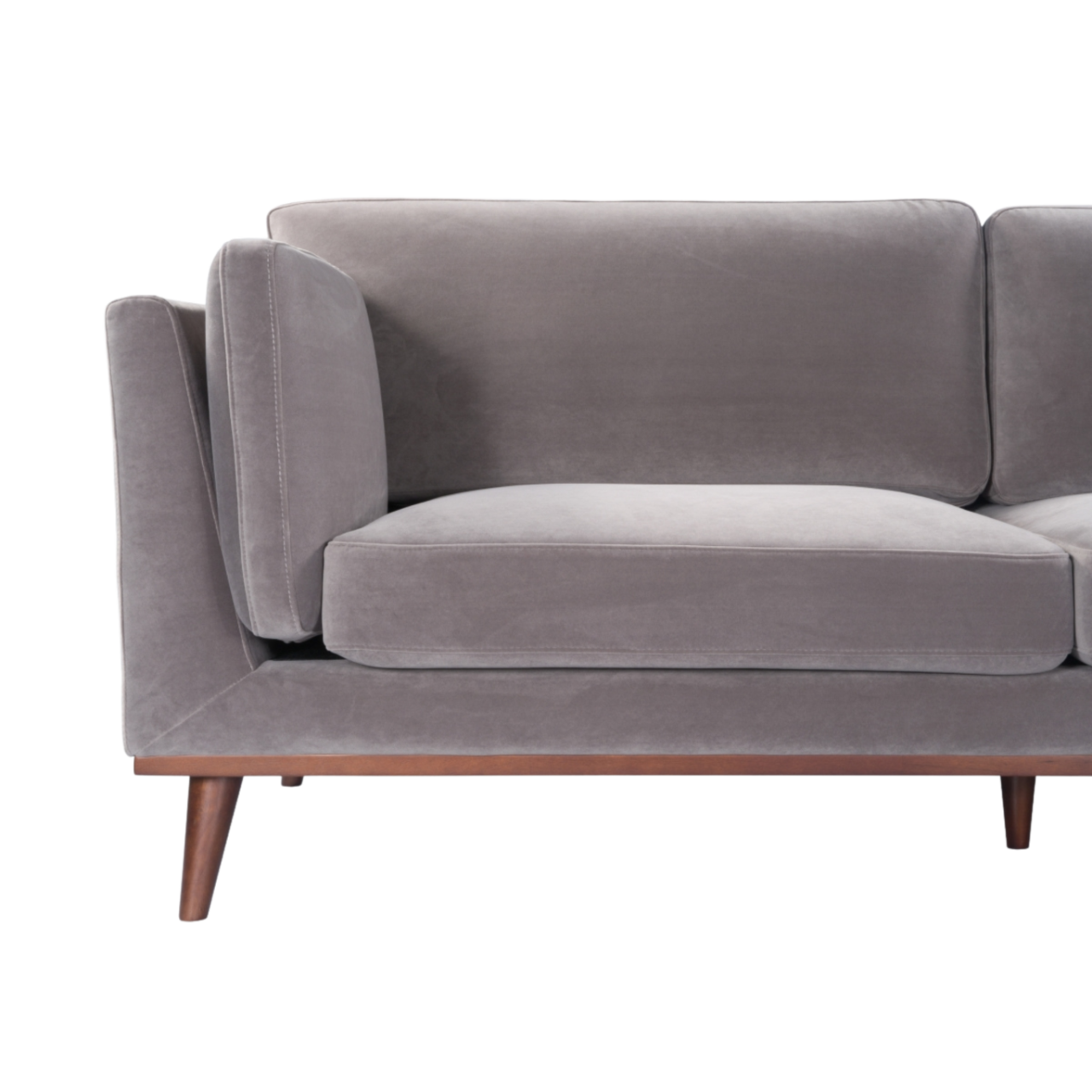 Mickey 3 Seat Sofa- Stone Grey Velvet