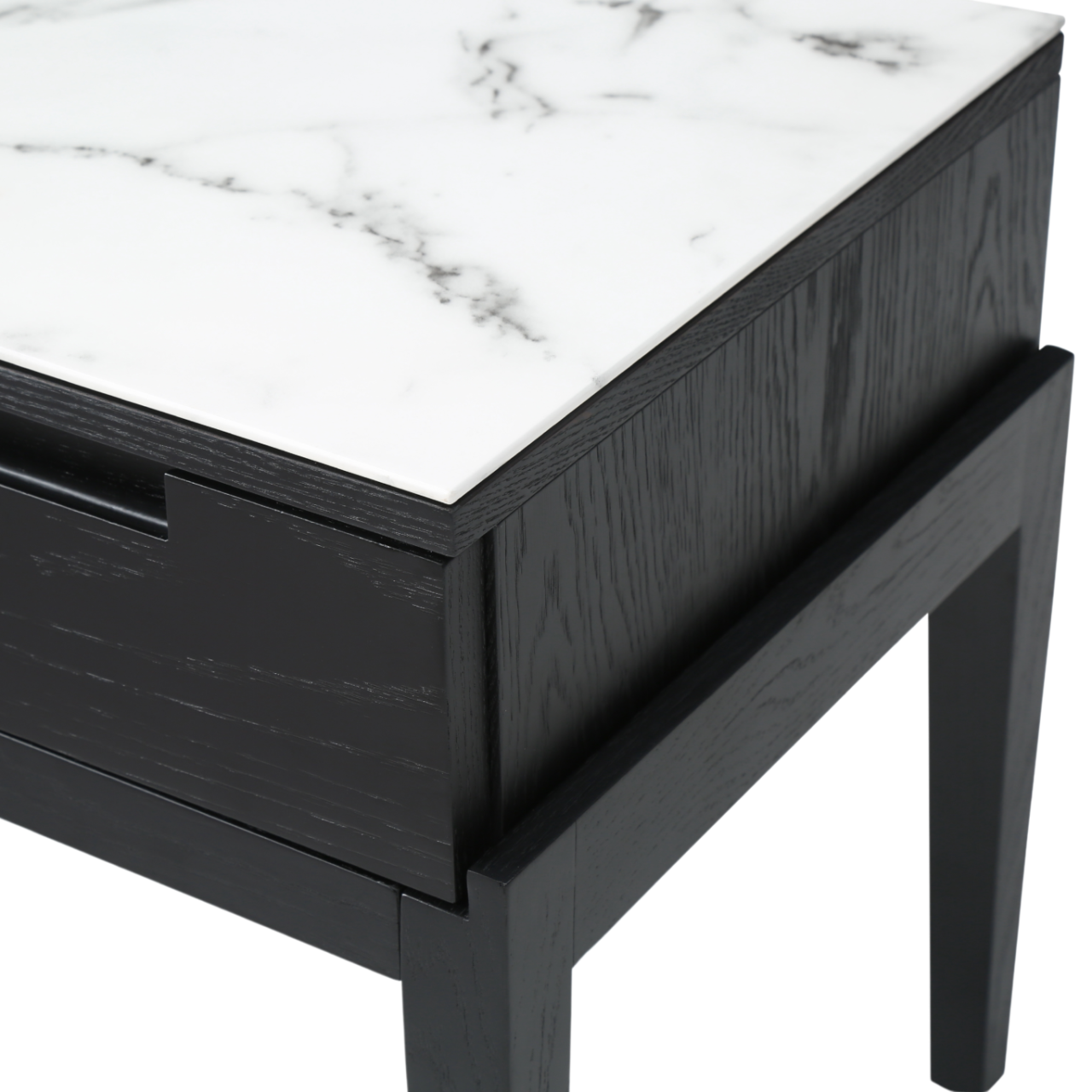 Orchid Marble Bedside Single Drawer-Wenge (Black Stained Oak)