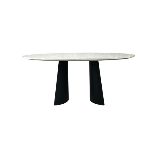 Rosemary Oval Dining Table-Black & White Marble
