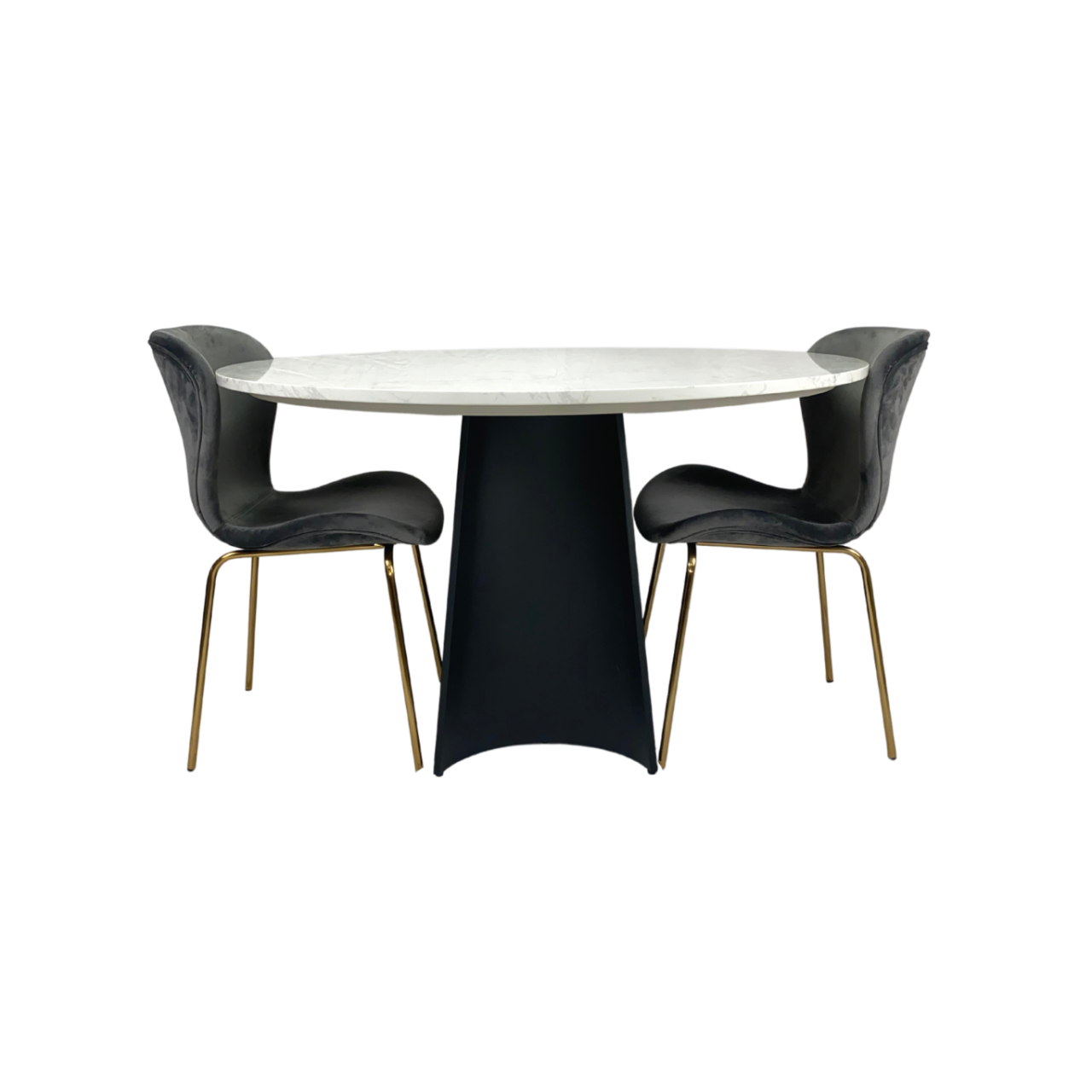 Rosemary Round Dining Table-Black & White Marble